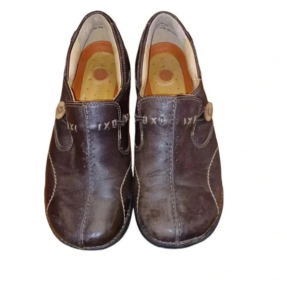 Clark’s Unstructured Brown Leather Slip On Loafers Size 7M - Picture 2 of 11